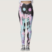 Schattigee Kawaii Pastel Gothic Patchwork Creepy C Leggings (Voorkant)