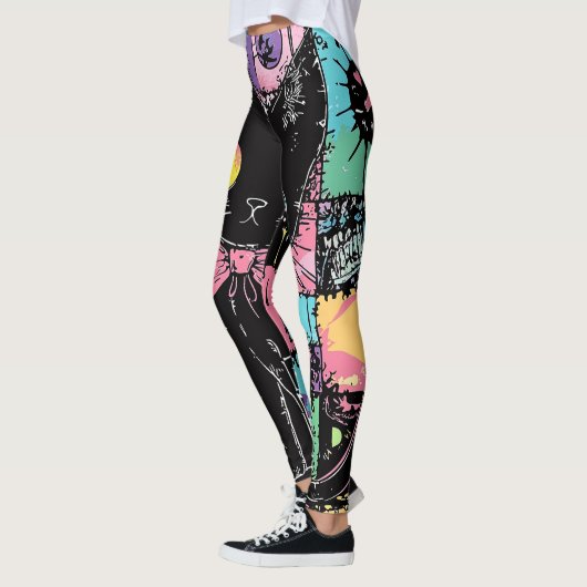 Schattigee Kawaii Pastel Gothic Patchwork Creepy C Leggings (Links)