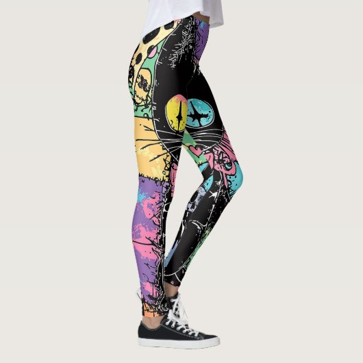 Schattigee Kawaii Pastel Gothic Patchwork Creepy C Leggings (Rechts)