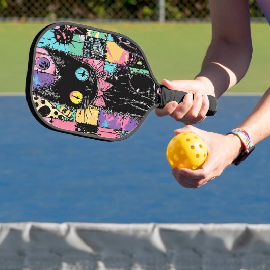 Schattigee Kawaii Pastel Gothic Patchwork Creepy C Pickleball Paddle (Insitu)