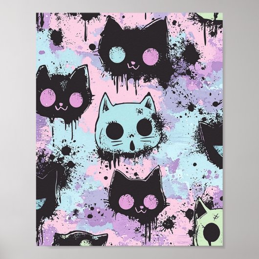 Schattigee Kawaii Pastel Gothic Patchwork Creepy C Poster (Voorkant)