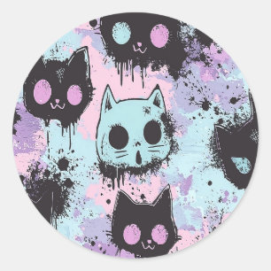 Schattigee Kawaii Pastel Gothic Patchwork Creepy C Ronde Sticker