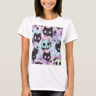 Schattigee Kawaii Pastel Gothic Patchwork Creepy C T-shirt