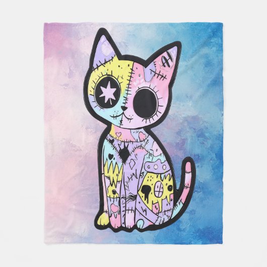 Schattigee Kawaii Pastel Gothic Patchwork Gothic C Fleece Deken (Voorkant)