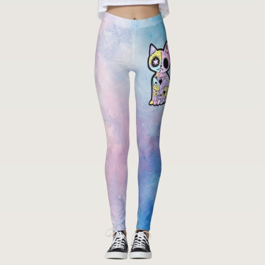 Schattigee Kawaii Pastel Gothic Patchwork Gothic C Leggings (Voorkant)