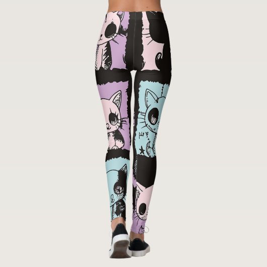Schattigee Kawaii Pastel Gothic Patchwork Gothic C Leggings (Achterkant)