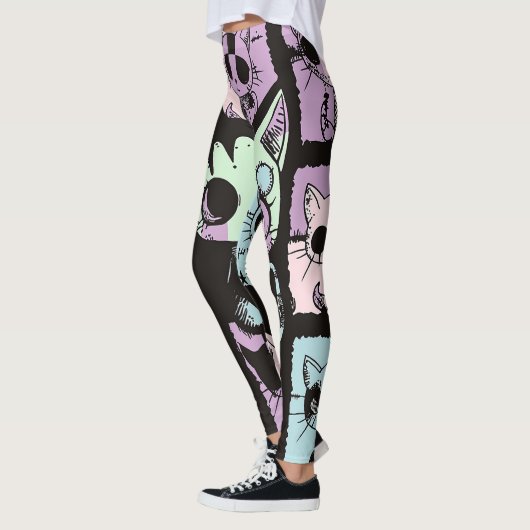 Schattigee Kawaii Pastel Gothic Patchwork Gothic C Leggings (Links)