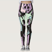 Schattigee Kawaii Pastel Gothic Patchwork Gothic C Leggings (Voorkant)