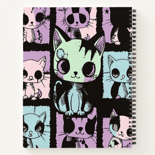Schattigee Kawaii Pastel Gothic Patchwork Gothic C Notitieboek (Achterkant)