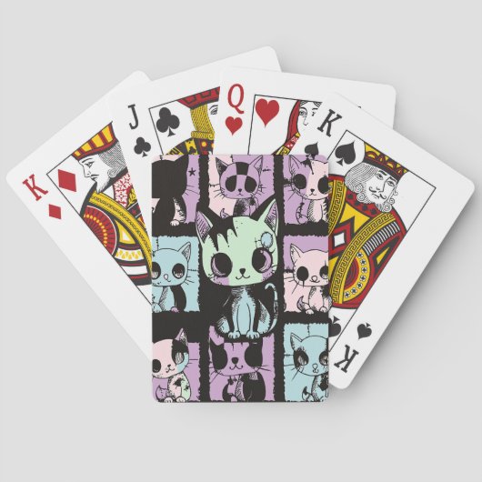 Schattigee Kawaii Pastel Gothic Patchwork Gothic C Pokerkaarten (Achterkant)