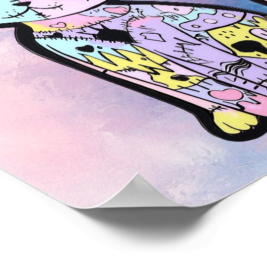 Schattigee Kawaii Pastel Gothic Patchwork Gothic C Poster (Hoek)