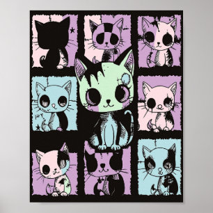 Schattigee Kawaii Pastel Gothic Patchwork Gothic C Poster