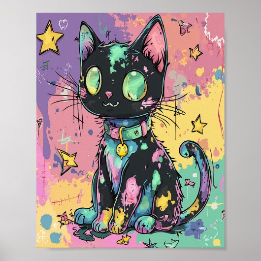 Schattigee Kawaii Pastel Gothic Patchwork Gothic C Poster (Voorkant)