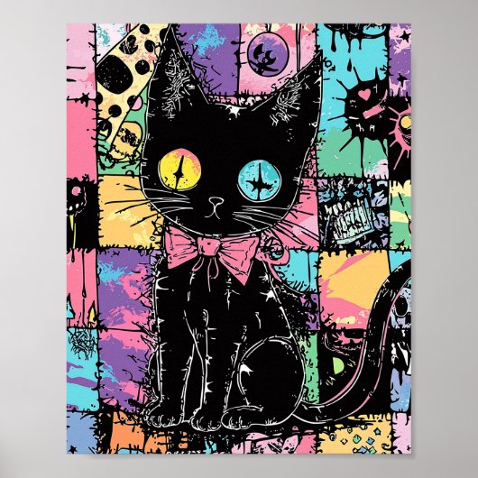 Schattigee Kawaii Pastel Gothic Patchwork Gothic C Poster (Voorkant)