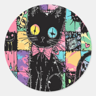Schattigee Kawaii Pastel Gothic Patchwork Gothic C Ronde Sticker