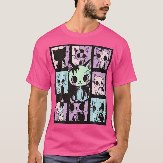 Schattigee Kawaii Pastel Gothic Patchwork Gothic G T-shirt (Voorkant)