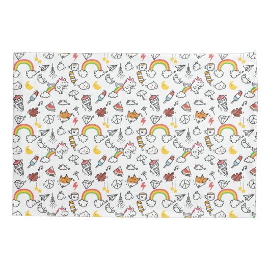 Schattigee Kawaii Pattern kussenslopen (Achterkant)