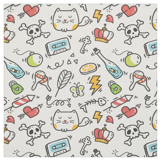 Schattigee Kawaii Pattern stof (Swatch)