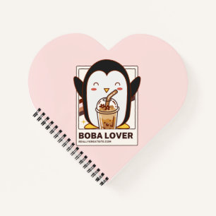 Schattigee Kawaii Penguin Boba Lover Notitieboek