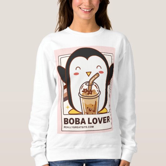 Schattigee Kawaii Penguin Boba Lover Trui (Voorkant)