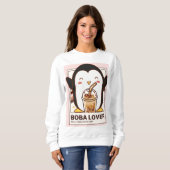 Schattigee Kawaii Penguin Boba Lover Trui (Voorkant volledig)