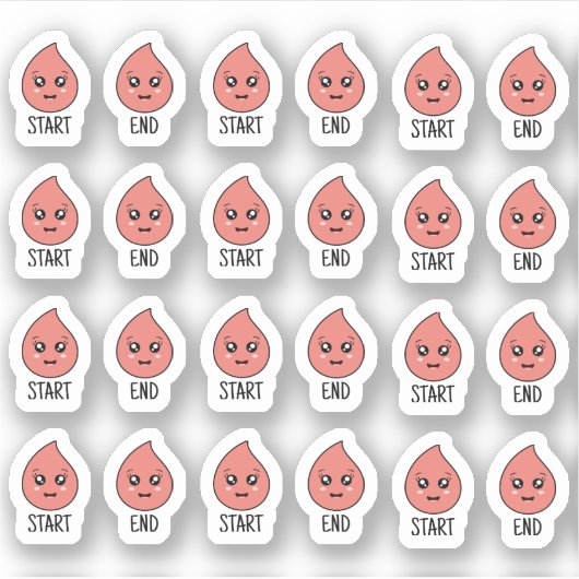 Schattigee Kawaii periode Tracker Cycle Menstruele Sticker (Voorkant)