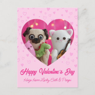 Schattigee Kawaii Pink Pastel Hearts Valentijn's D Feestdagenkaart