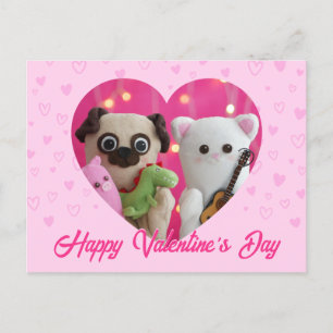 Schattigee Kawaii Pink Pastel Hearts Valentijn's D Feestdagenkaart