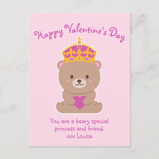 Schattigee Kawaii Pink Royal Beary Special Princes Briefkaart (Voorkant)