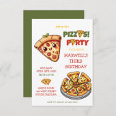 Schattigee Kawaii Pizza Party kinderen Verjaardag Kaart (Voorkant / Achterkant)