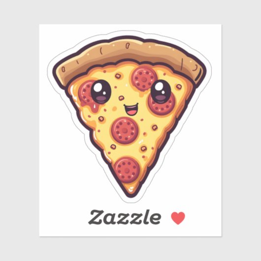 Schattigee Kawaii Pizza Slice Leuke Cartoon Pizza Sticker (Vel)