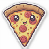 Schattigee Kawaii Pizza Slice Leuke Cartoon Pizza Sticker (Voorkant)
