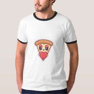 Schattigee Kawaii Pizza Slice met een hart T-shirt