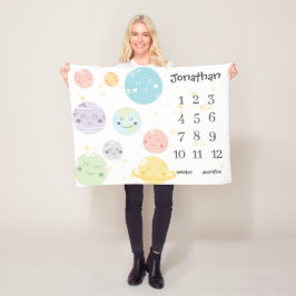 Schattigee Kawaii Planets sterren Baby Milestone Fleece Deken