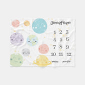 Schattigee Kawaii Planets sterren Baby Milestone Fleece Deken (Voorkant (Horizontaal))