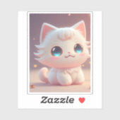 Schattigee Kawaii pluizige witte kat Sticker (Vel)