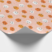 Schattigee Kawaii pompoen gezichten patroon Cadeaupapier (Hoek)