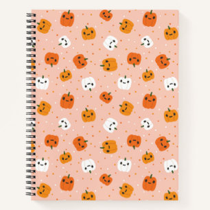 Schattigee Kawaii pompoen gezichten patroon Notitieboek