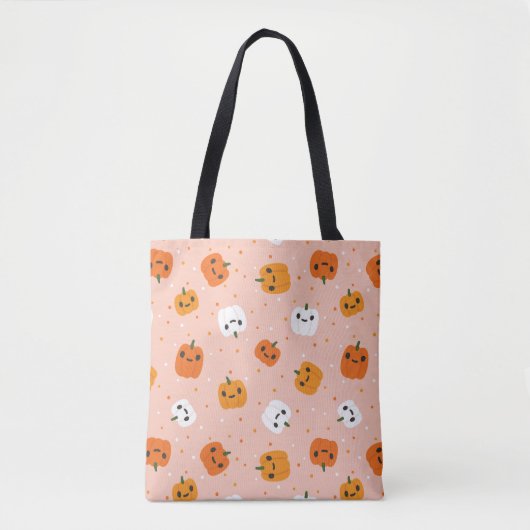 Schattigee Kawaii pompoen gezichten patroon Tote Bag (Voorkant)