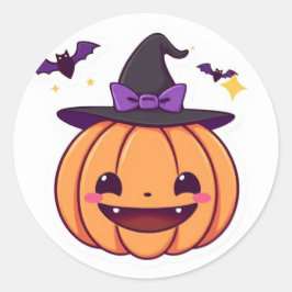Schattigee Kawaii pompoen heks Halloween Sticker