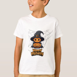 Schattigee Kawaii pompoenheks Happy Halloween T-shirt