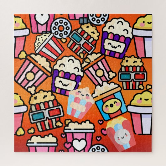 Schattigee kawaii Popcorn Legpuzzel (Verticaal)