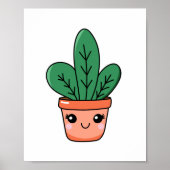 Schattigee Kawaii Potted Snake Plant Art Poster (Voorkant)
