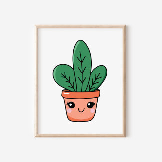 Schattigee Kawaii Potted Snake Plant Art Poster