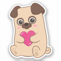 Schattigee Kawaii Pug roze hart Valentijn