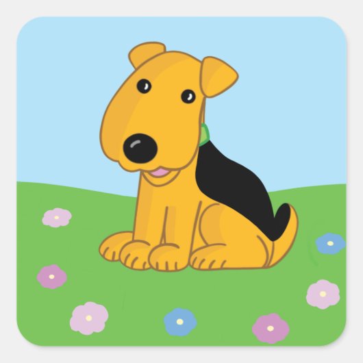 Schattigee Kawaii Puppy Dog in Field Sticker (Voorkant)