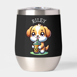 Schattigee Kawaii Puppy Dog met Bubble Tea Geperso