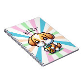 Schattigee Kawaii Puppy Dog met Bubble Tea Geperso Notitieboek (Rechterzijde)