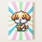 Schattigee Kawaii Puppy Dog met Bubble Tea Geperso Planner (Achterkant)