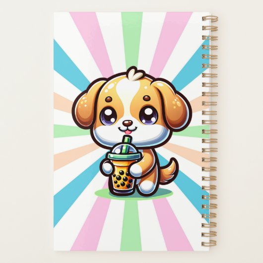 Schattigee Kawaii Puppy Dog met Bubble Tea Geperso Planner (Achterkant)